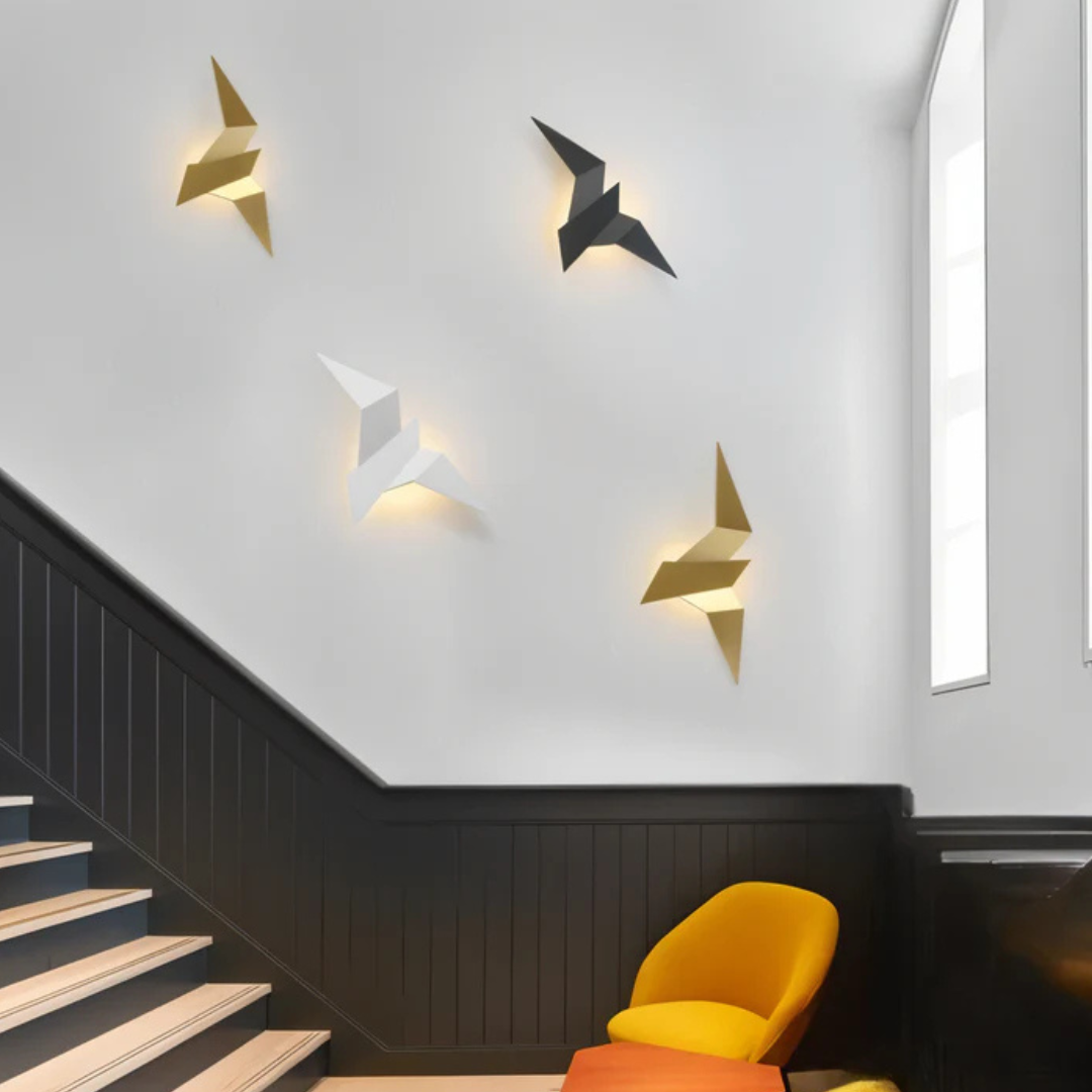 Folded Metal Wall Sconce with Geometric Silhouette | Warm White LED Accent Light for Living Room, Bedroom, Hallway | Modern Sculptural | Thomler