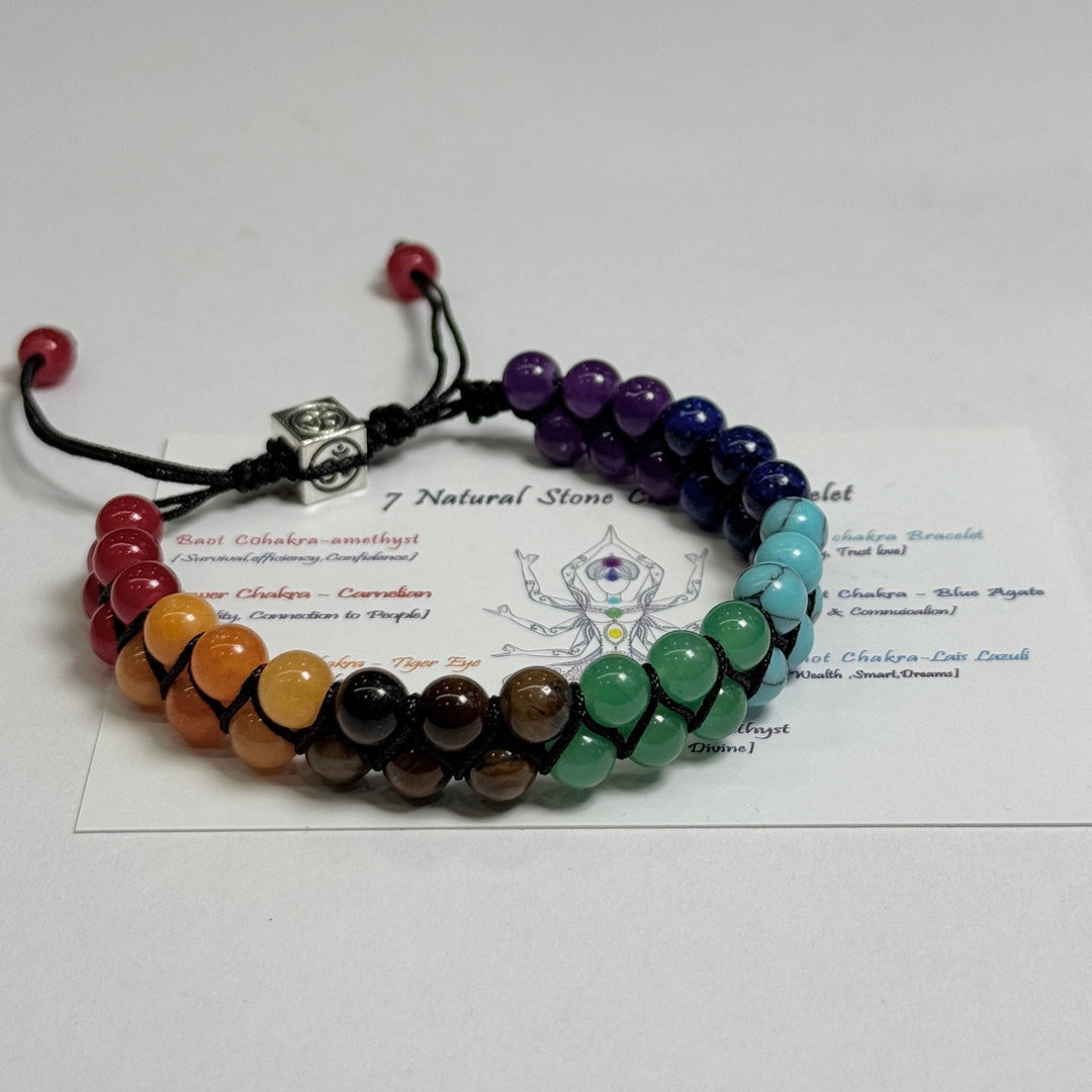 Natural Stone Chakra Bracelet – Adjustable Braided Cord Design for Men & Women, Lightweight & Colorful | Thomler