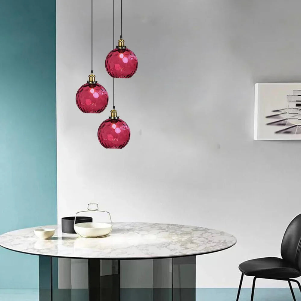 Pendant Light Ripple Glass 7.9 in Sphere Adjustable Dining Room Kitchen Hanging Ceiling Lamp Modern Nordic Minimalist Fixture | Thomler