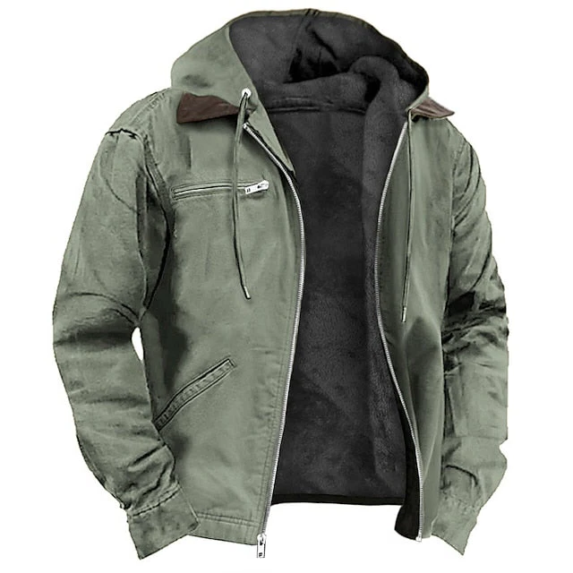 Men's Zip-Up Outerwear Coat with Tailored Fit for Cold Weather – Insulated Design for Office & Weekend Wear – Black Brown Blue Green | Thomler
