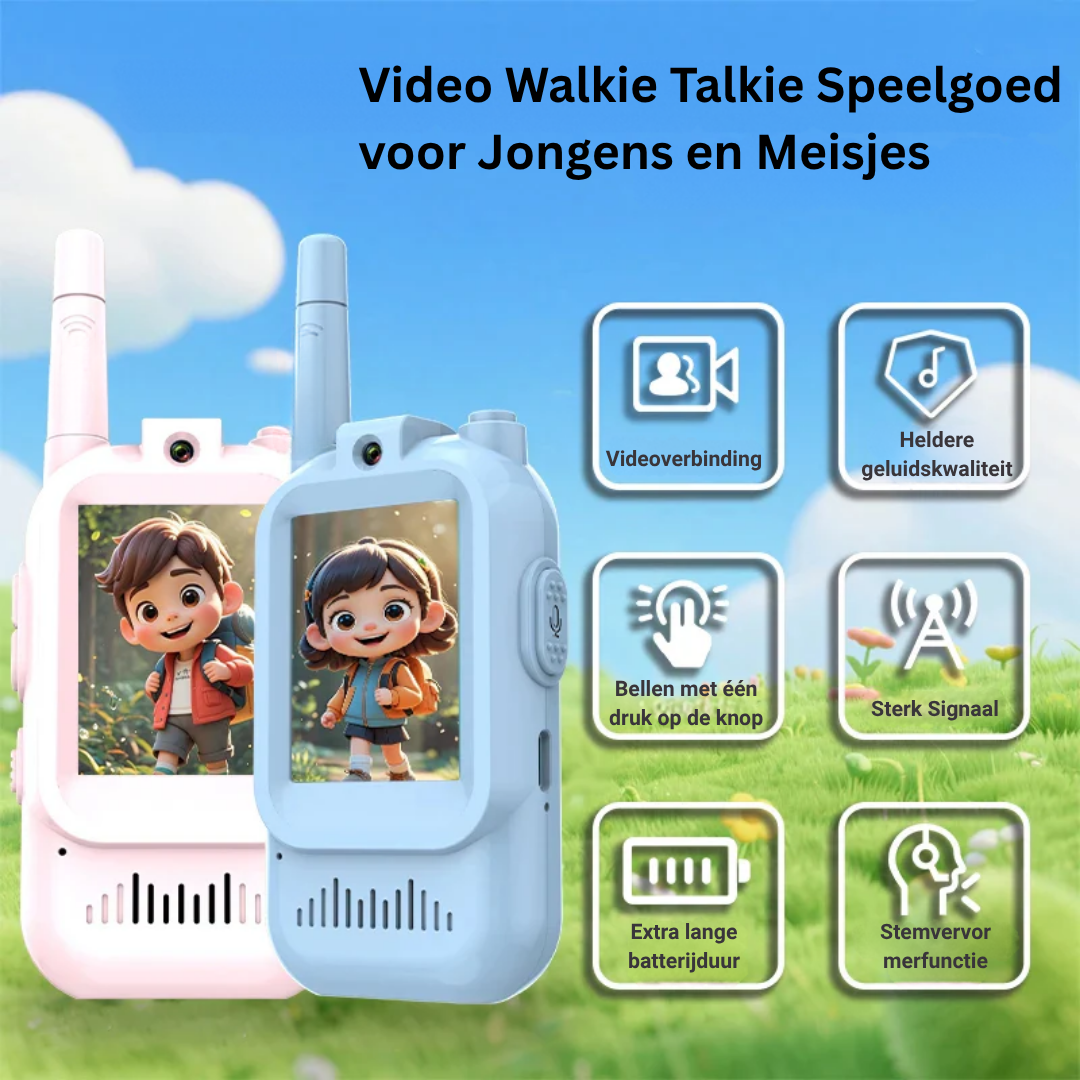 Two-Way Video Walkie Talkie Set for Kids with Voice Changer & Live Screen – Indoor Outdoor Play Radio Communicators for Children Ages 3-12 | Thomler