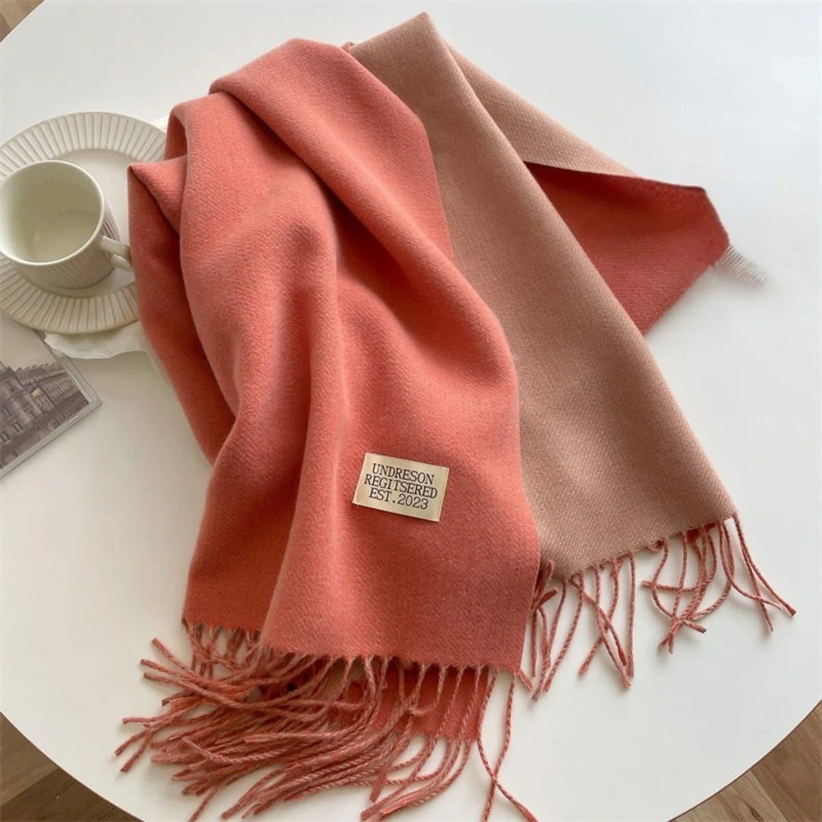 Reversible Fringed Pashmina Wrap Scarf – Soft Tassel Shawl for Women, Two-Tone Elegant Design for All Seasons | Thomler