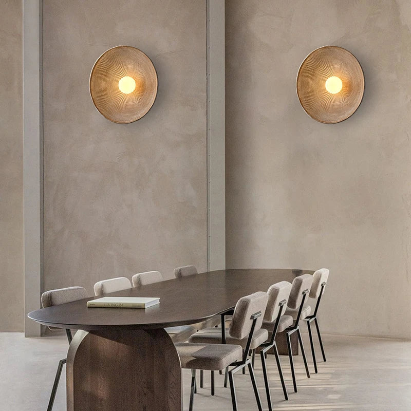 Wall Lamp Resin Glass 19.7 in Round White Bedroom Living Room Ambient Lighting Scandinavian Minimalist Sconce | Thomler