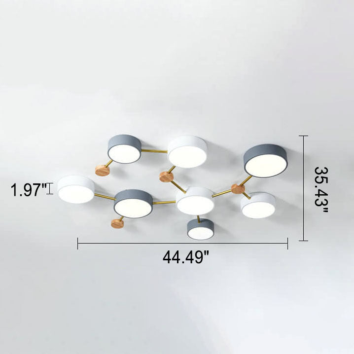 Contemporary Ceiling Light with Natural Wood Accents & Integrated LED | Geometric Multi-Bar Design for Living Rooms, Bedrooms, Hallways | Thomler