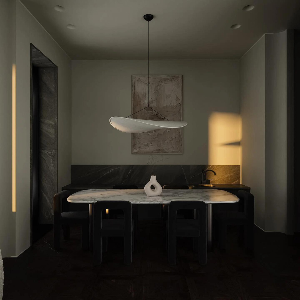 Pendant Light Handwoven Silk Shade Up To 80.0 cm White Dining Room Bedroom Japandi Scandinavian Hanging Ceiling Lamp | Thomler