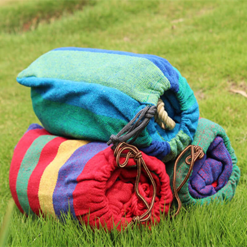 Hammock Cotton Blend 260.0 cm Portable Garden Balcony Camping Relaxation Swing Bed With Storage Bag Anti Tilt Design | Thomler
