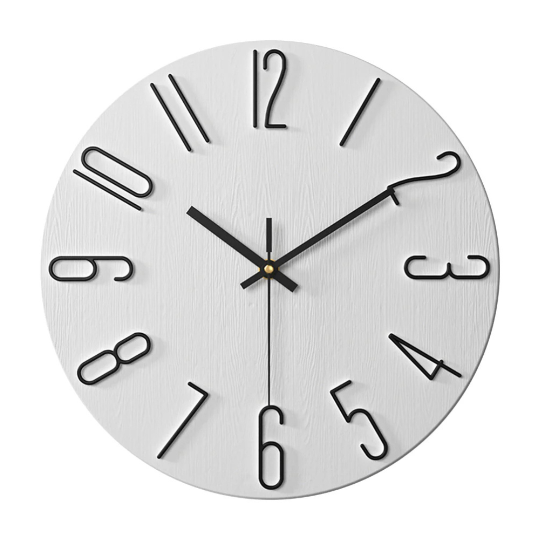 Wall Clock Plastic 30.0 cm Brown Silent Quartz Living Room Bedroom Minimalist Scandinavian Home Office Timepiece | Thomler