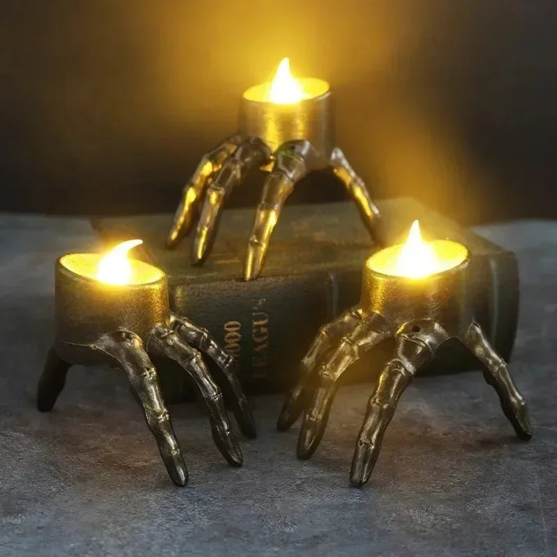 Battery-Operated Skeletal Flickering Nightlights for Spooky Indoor Décor & October Festivities | Thomler