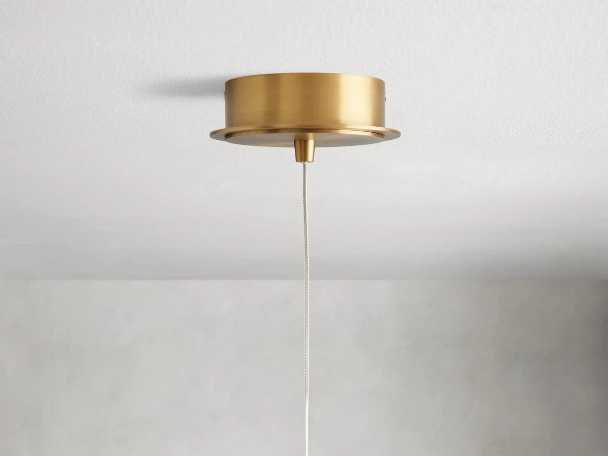 Handblown Glass Globe Pendant Light with Brushed Brass Finish and Integrated LED for Kitchen Island, Dining Room, Entryway, and Bedroom | Thomler