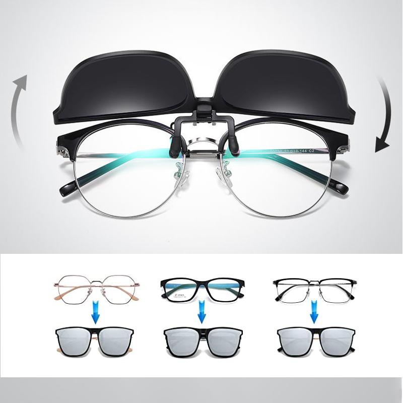 Polarized Flip-Up Clip-On Sunglasses for Prescription Glasses | UV400 Protection | Lightweight Magnesium Alloy | Driving Fishing Outdoor | M | Thomler