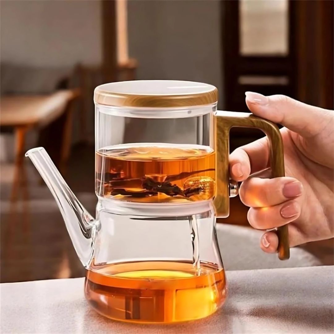 Glass Tea Brewer with Lift-Mechanism Strainer – Heat-Safe Carafe for Loose Leaf Infusion | Thomler