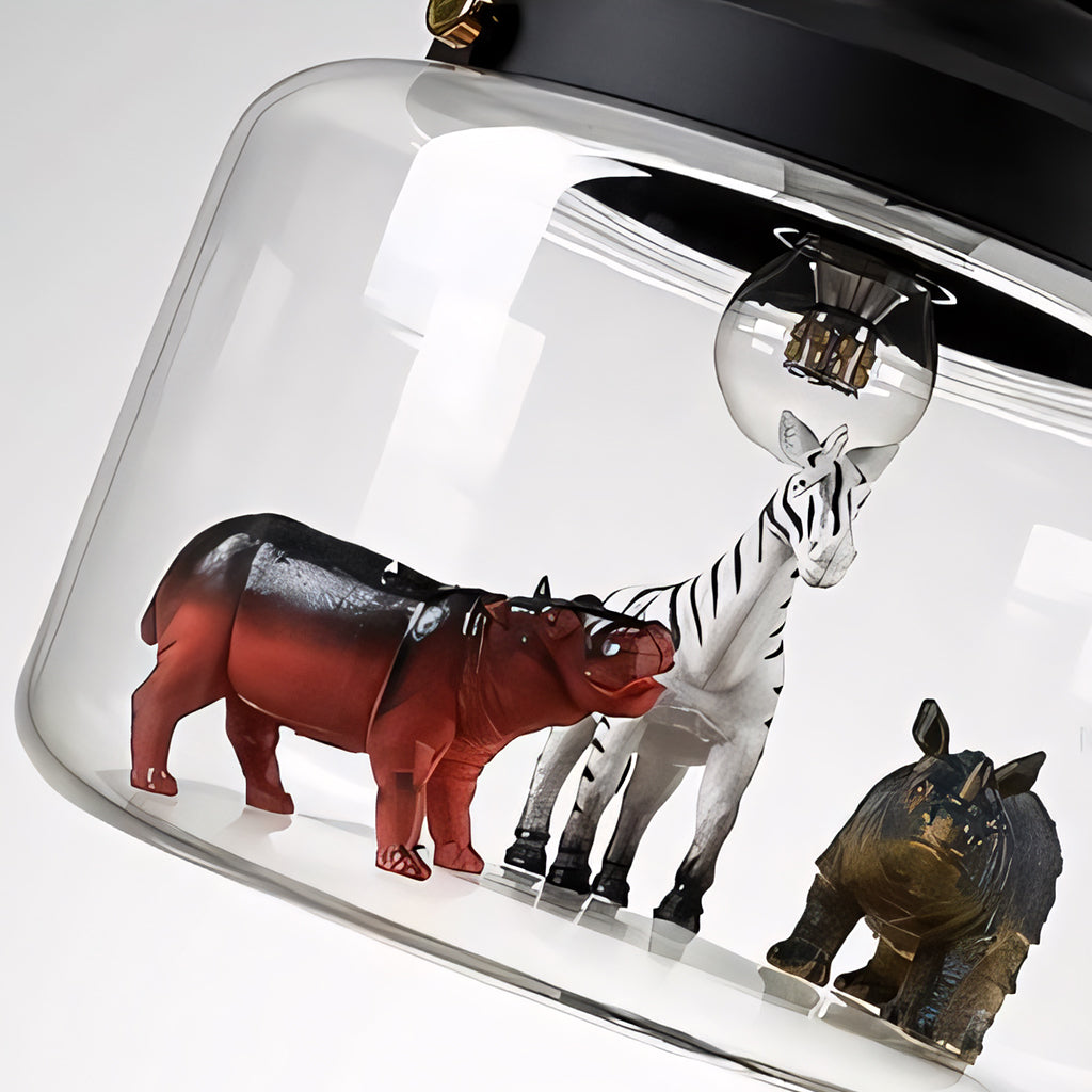 Pendant Light Glass 8.7 in Children’s Room Decorative Ceiling Lamp Whimsical Animal Theme Playful Lighting | Thomler