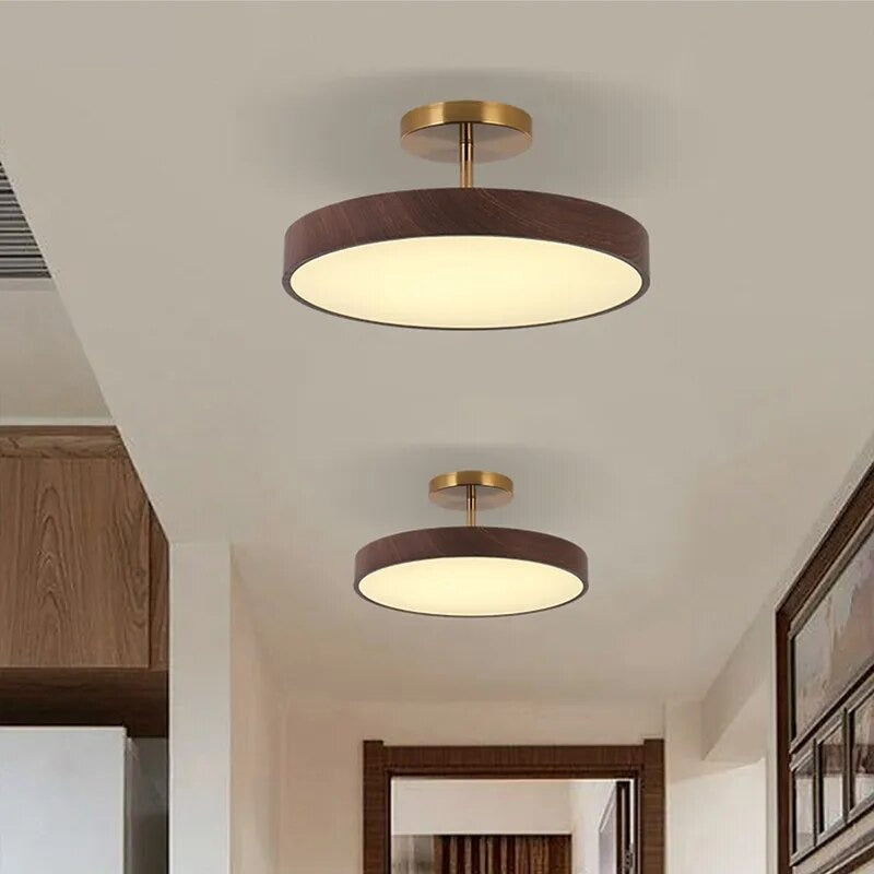 Ceiling Light Wood-Look 40.0 cm Semi-Surface Mount Living Room Bedroom Dining Room Warm LED Lighting | Thomler