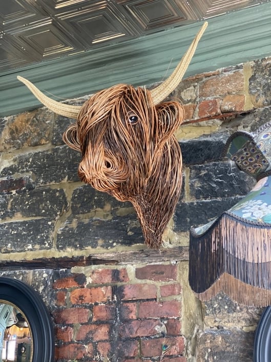 Wall Sculpture Reed Willow 63.0 cm Highland Bull Living Room Rustic Farmhouse Wall Decor | Thomler