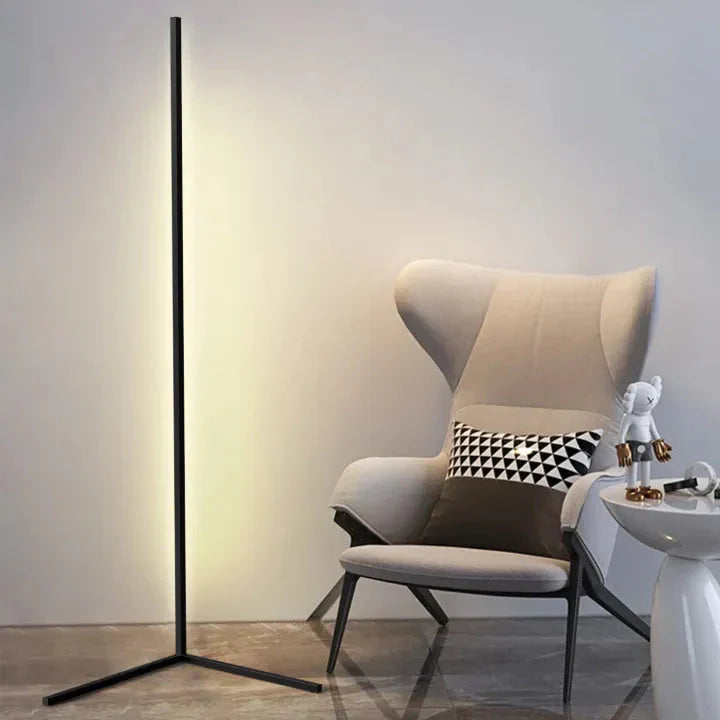 Floor Lamp Aluminium 142.0 cm Black Corner Living Room Dimmable LED Remote Control Mood Reading Light | Thomler