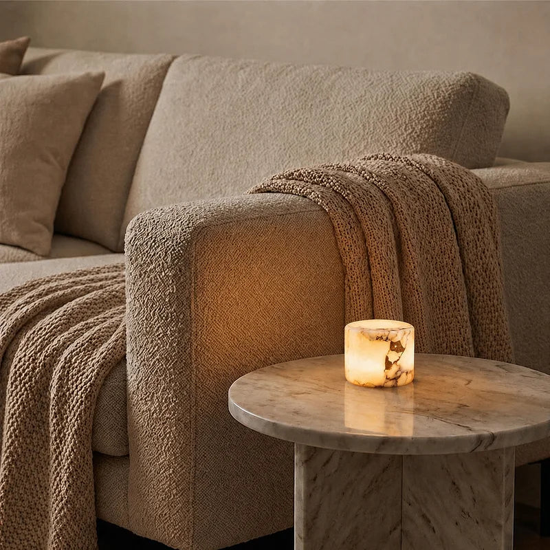 Rechargeable Touch-Dimming Stone Accent Lamp with Natural Veining for Bedside & Desk | Thomler