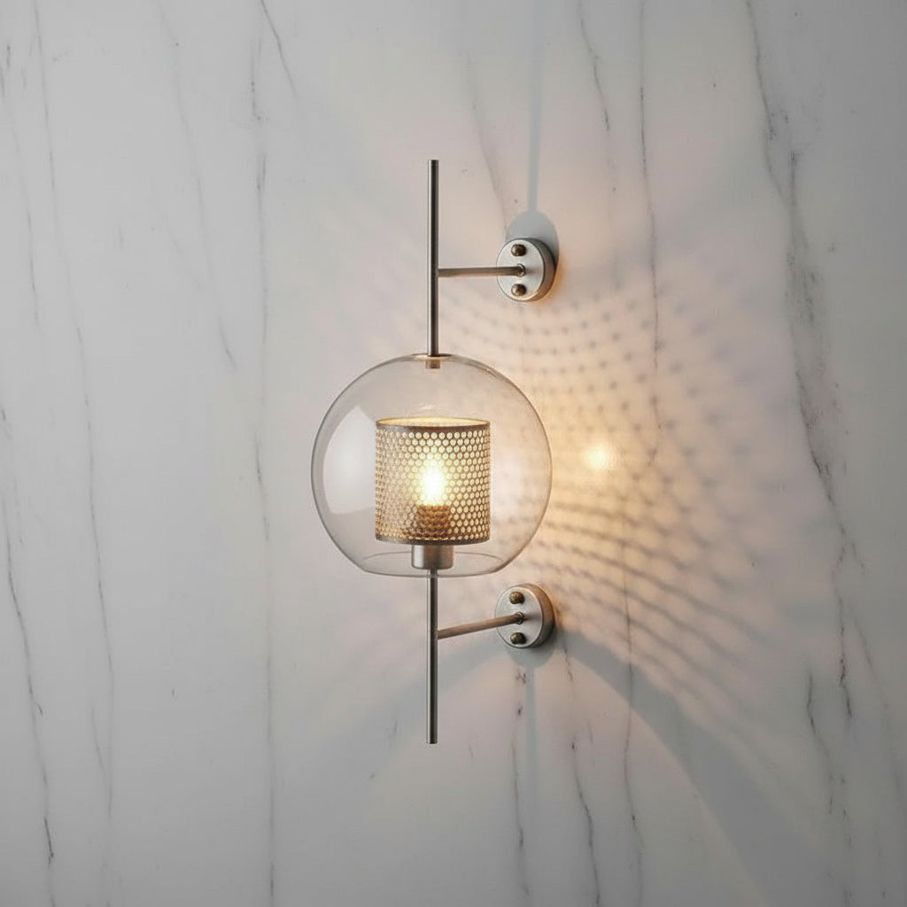 Glass Wall Sconce Light Fixture Gold Chrome Finish for Bathroom Bedroom Living Room Entryway Hallway Modern Minimalist Lighting | Thomler