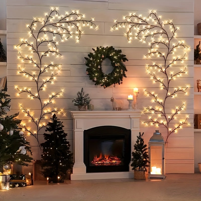 Twig Branch Wall Light with 96 Warm LEDs – USB Powered Ambient Decorative Glow for Living Spaces | Thomler