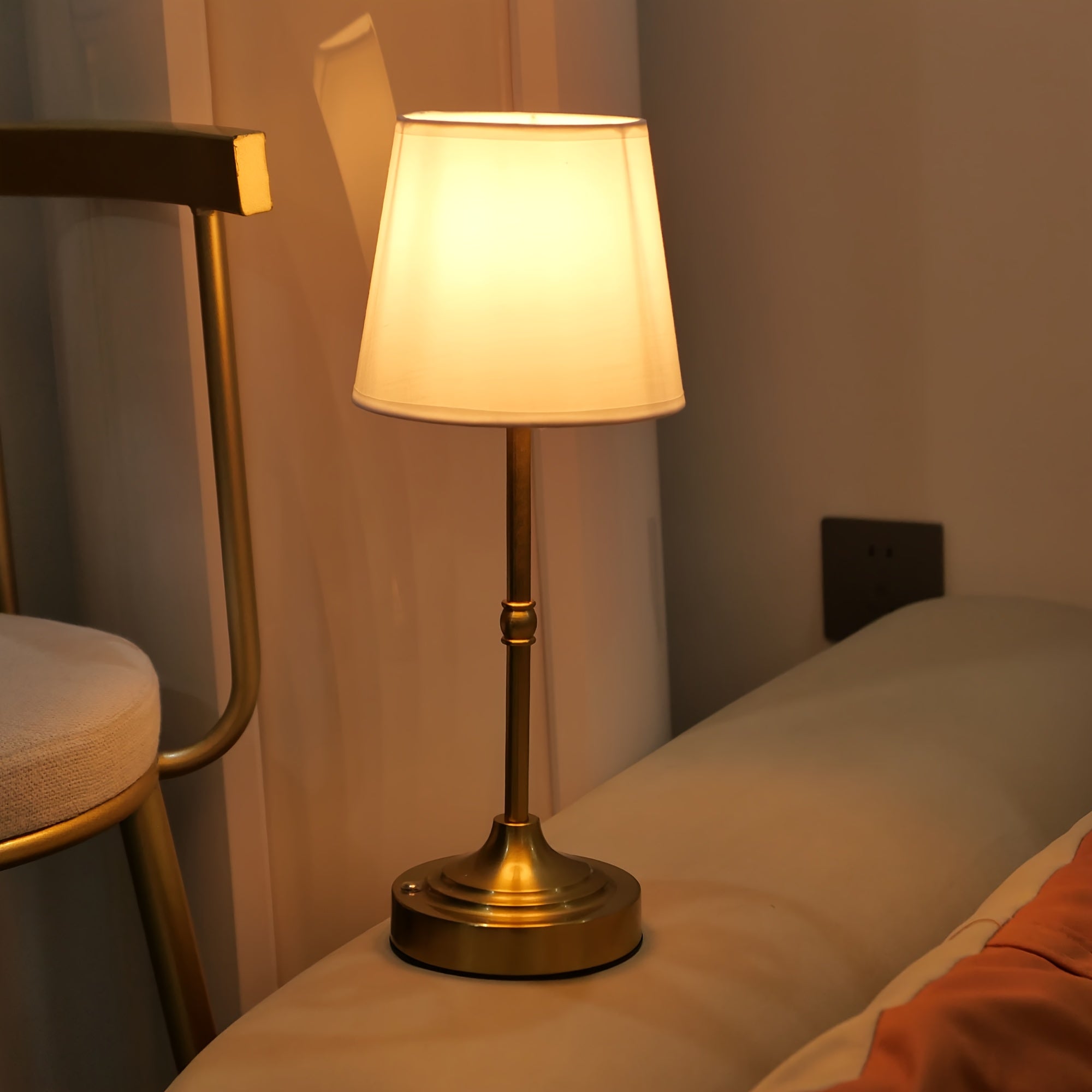 Touch-Dimming Portable Table Lamp with Rechargeable Battery for Bedroom Nightstand Living Room Desk | USB Powered Metal Accent Light | Thomler