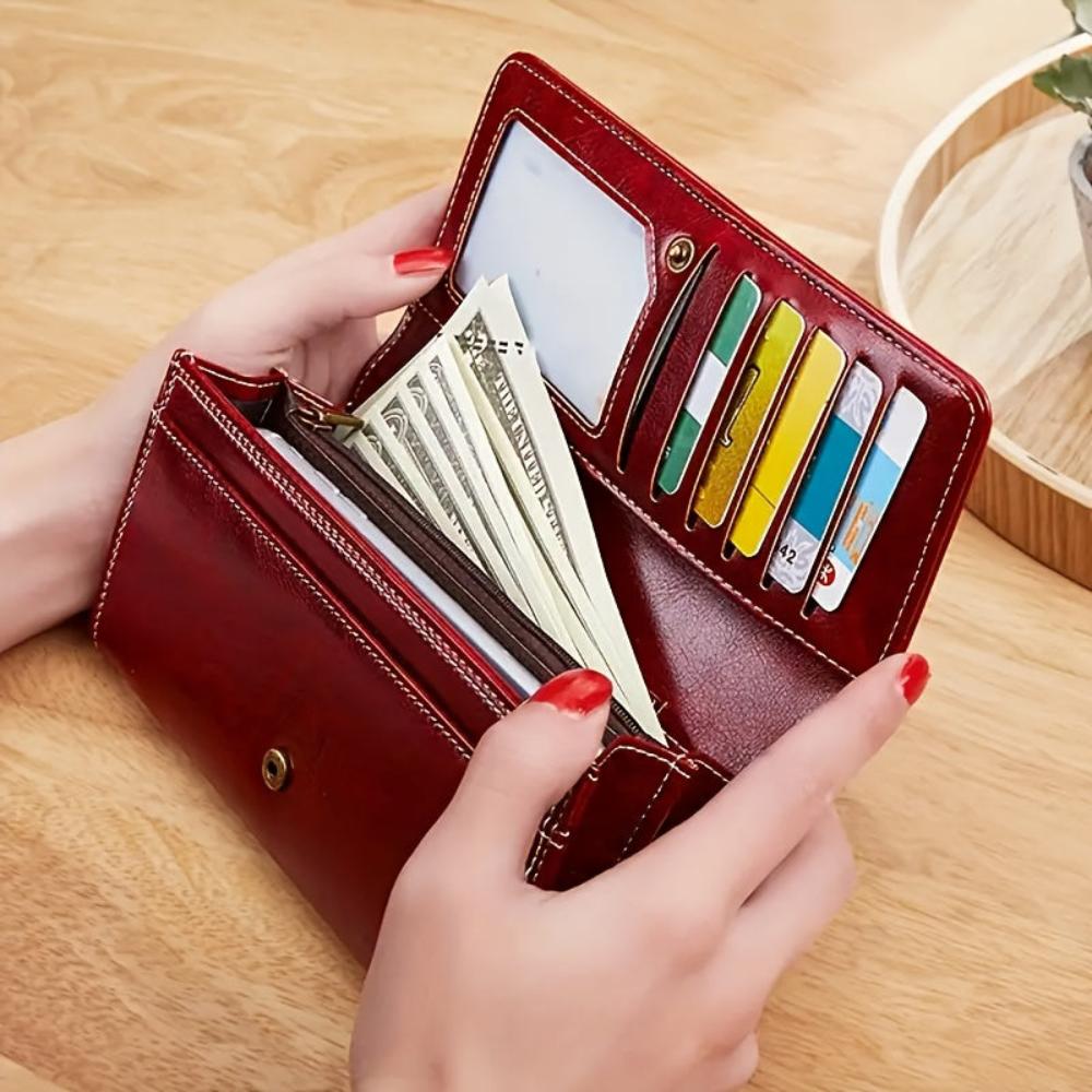 Leather Bifold Wallet for Women – Compact Card Holder with Multiple Slots, Slim Fold Design for Cash & Credit Cards, Everyday Use | Thomler