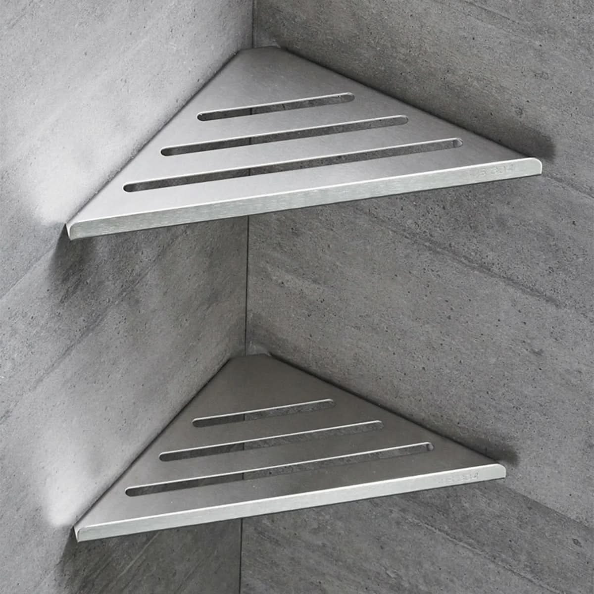 Rust-Proof Triangle Bathroom Caddy with Drainage Base & Anti-Slip Guard Rail for Wet Areas | Thomler