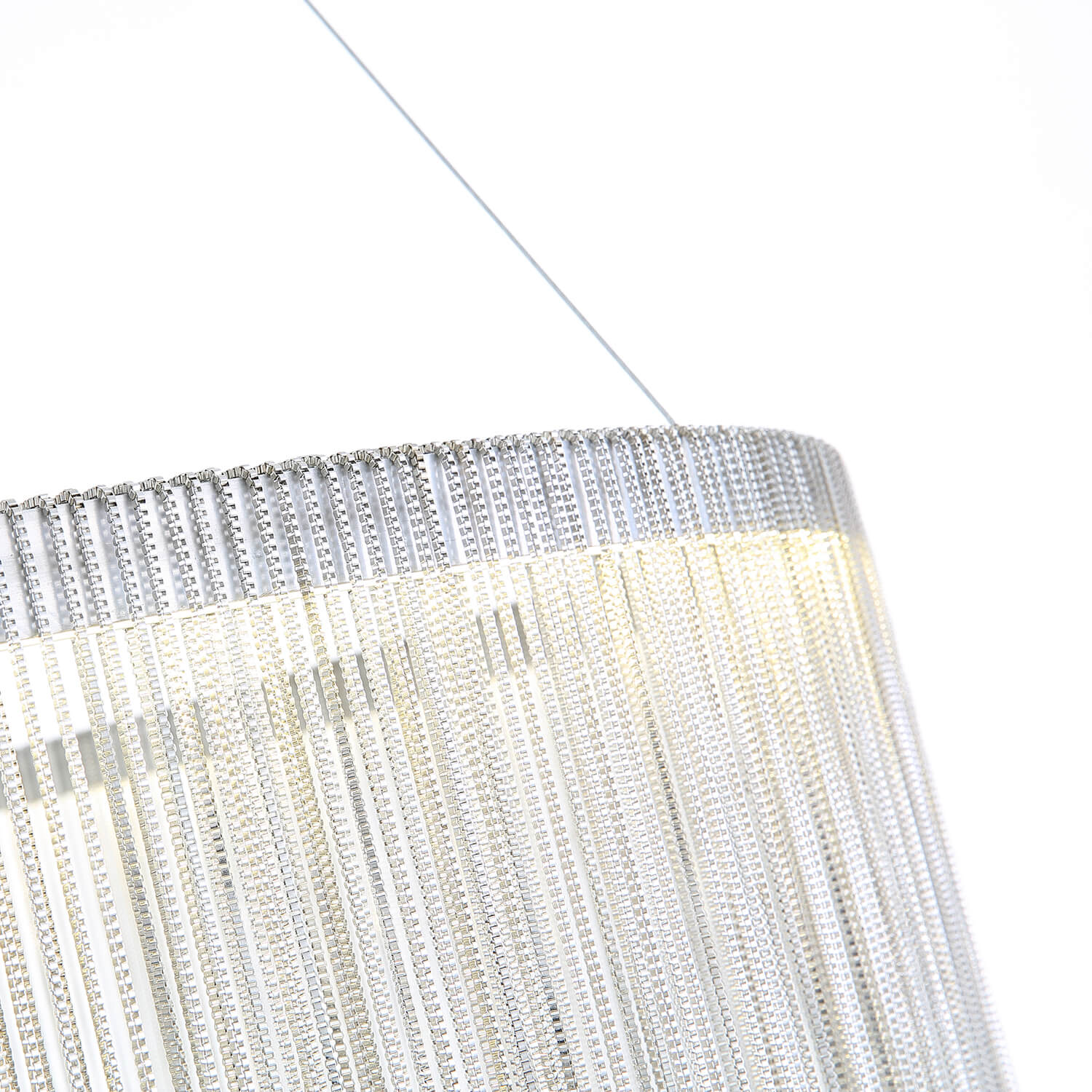 Circular Aluminum LED Chandelier Modern Ring Pendant Light Silver Finish for Dining Room Kitchen Bedroom Adjustable Height Ceiling Fixture | Thomler