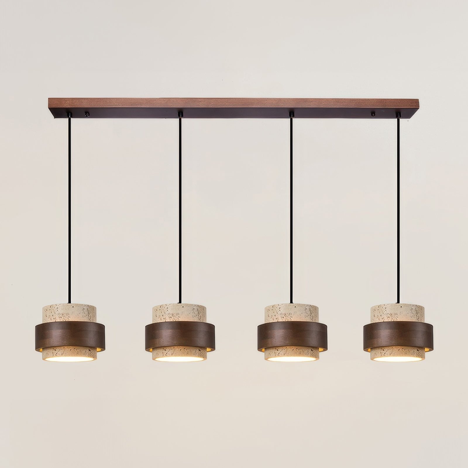 Pendant Light Travertine Wood 17.0 cm Warm LED Dining Room Kitchen Island Hanging Ceiling Lamp Japandi Wabi Sabi | Thomler