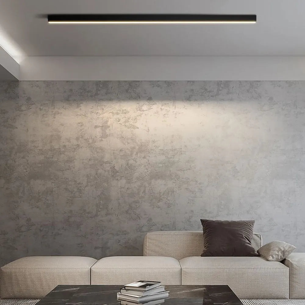 Modern Linear Black LED Flush Mount Ceiling Light Dimmable 24-47 Inch Metal for Kitchen Living Room | Thomler