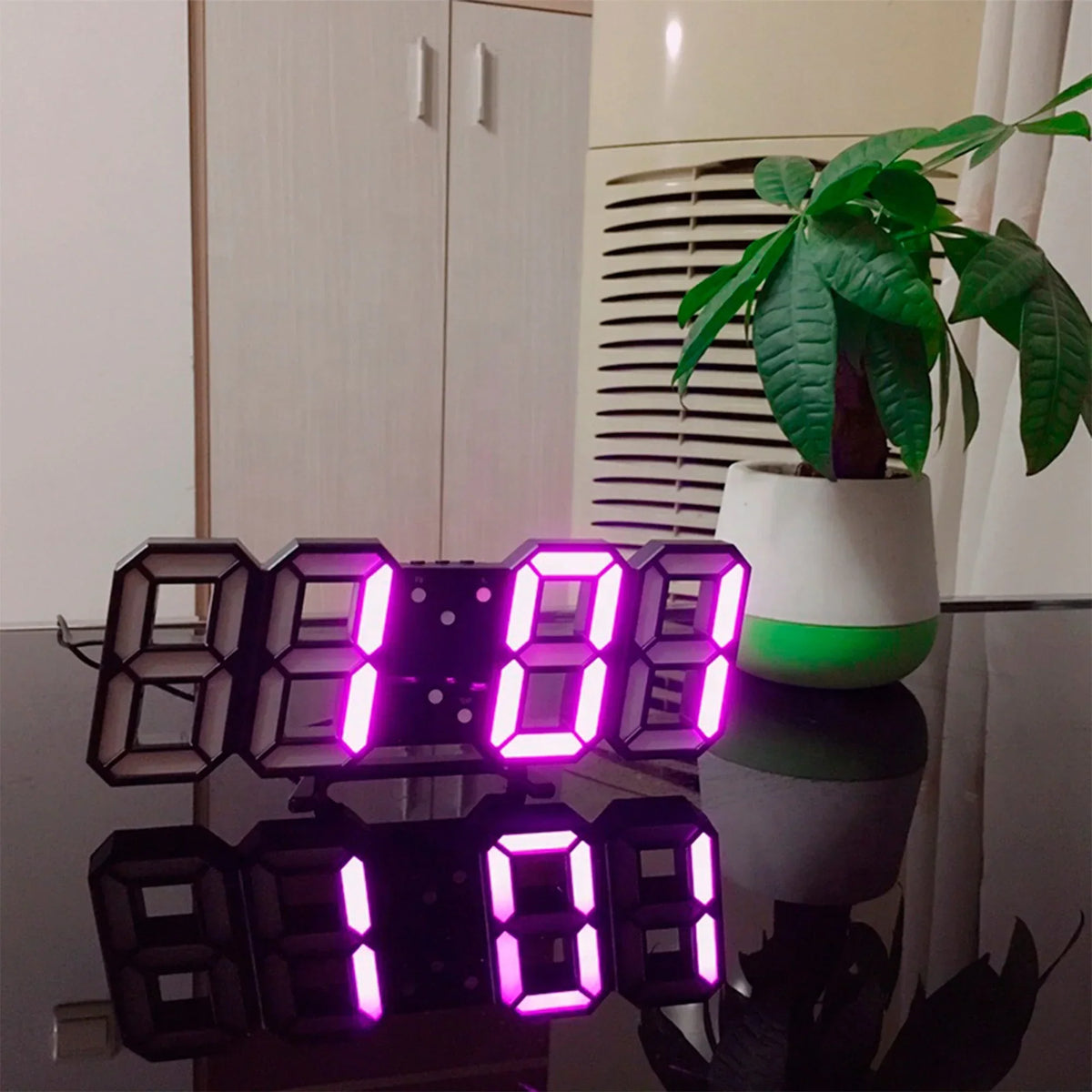 3D LED Digital Wall Clock with Adjustable Brightness | Modern Minimalist Display for Living Room, Bedroom & Office | USB Powered Time Piece | Thomler