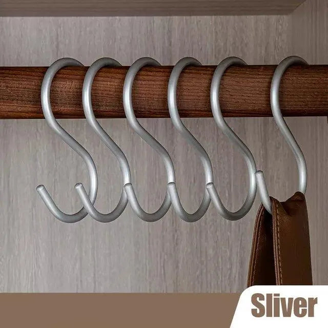 Metal S-Hook Closet Organizers – Space-Saving Hangers for Clothes, Scarves & Accessories – 5-Pack Rust-Resistant Wardrobe Hooks | Thomler