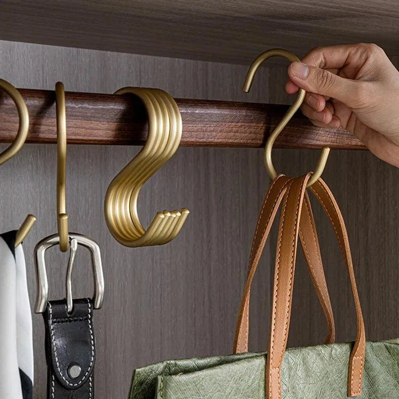 Metal S-Hook Closet Organizers – Space-Saving Hangers for Clothes, Scarves & Accessories – 5-Pack Rust-Resistant Wardrobe Hooks | Thomler