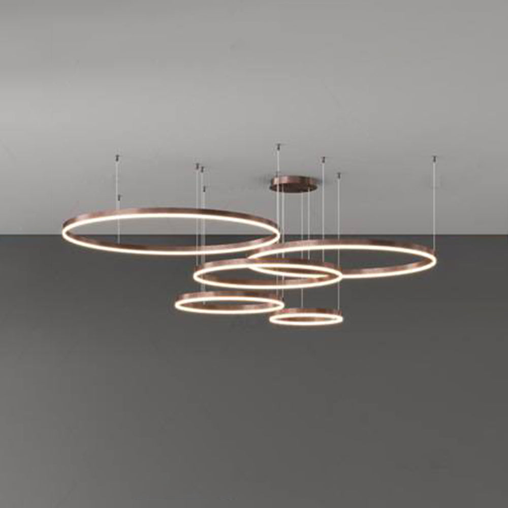 Tiered Ring Pendant Light Modern Metal Circular Chandelier for Dining Room Living Room Bedroom Kitchen Island Adjustable Height LED | Thomler