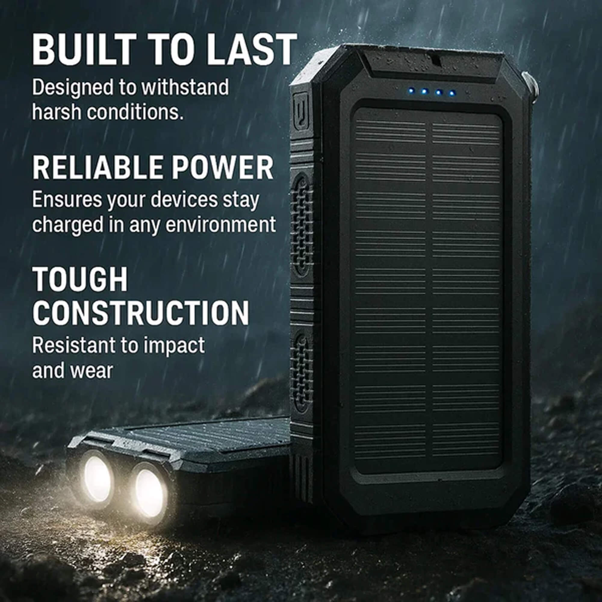 Power Bank Solar 500000mAh Dual USB Outdoor Camping Emergency Charger Waterproof Portable Battery Pack | Thomler