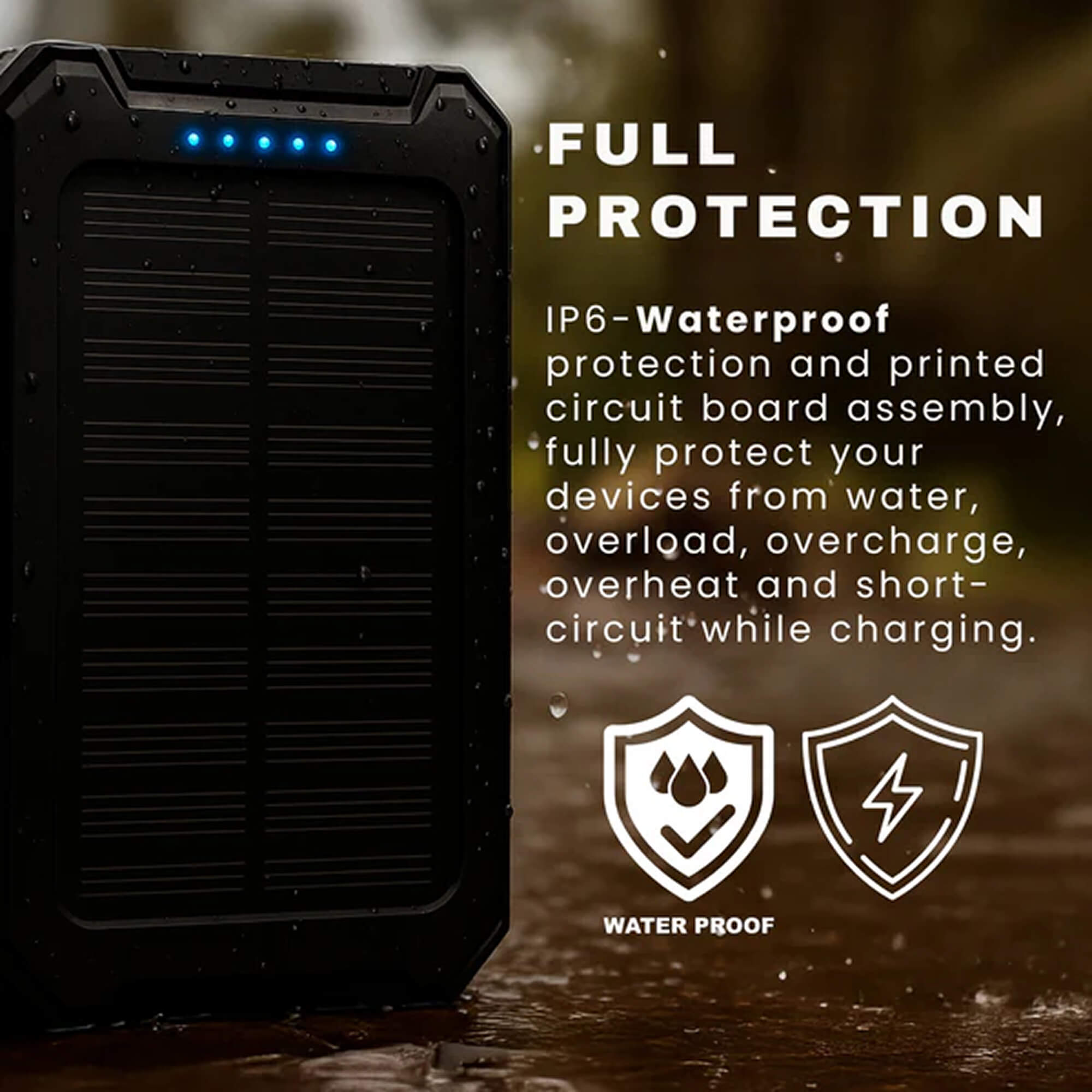 Power Bank Solar 500000mAh Dual USB Outdoor Camping Emergency Charger Waterproof Portable Battery Pack | Thomler
