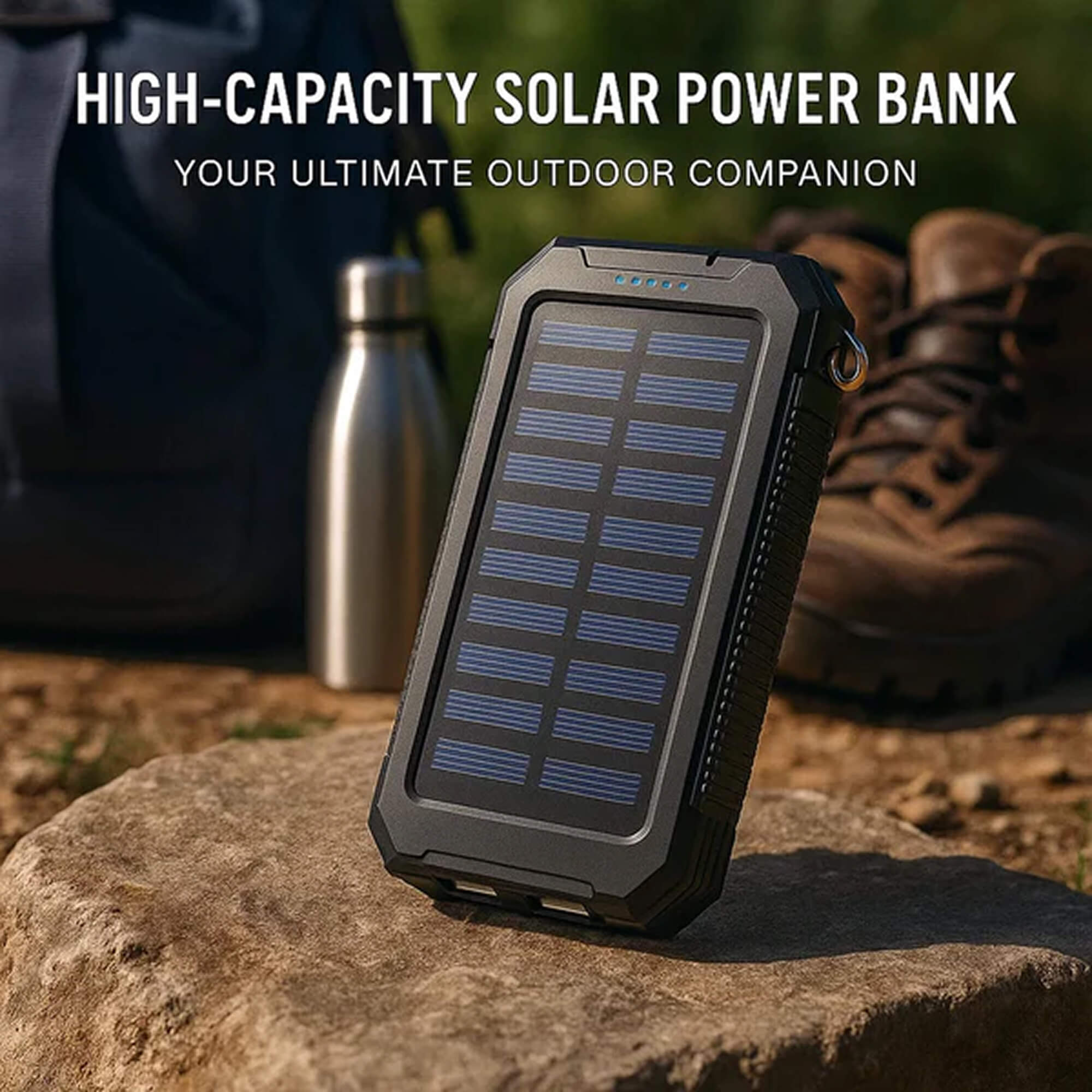 Power Bank Solar 500000mAh Dual USB Outdoor Camping Emergency Charger Waterproof Portable Battery Pack | Thomler