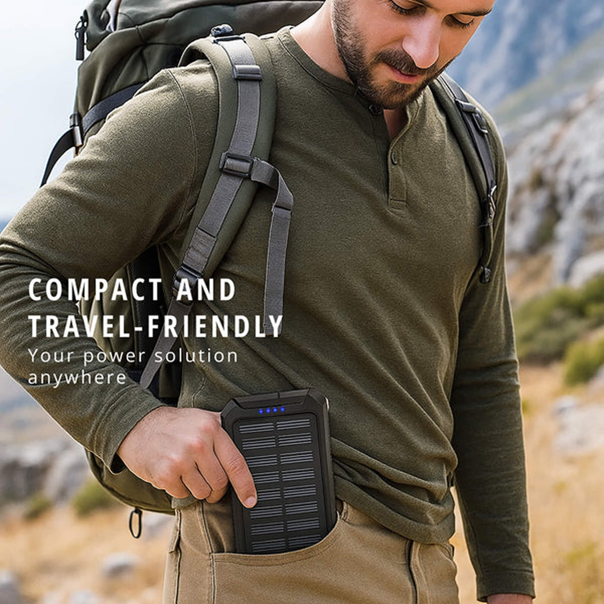 Power Bank Solar 500000mAh Dual USB Outdoor Camping Emergency Charger Waterproof Portable Battery Pack | Thomler