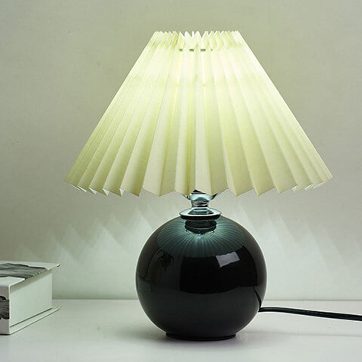 Ceramic Table Lamp with Fabric Shade – Modern Accent Lighting for Bedroom, Living Room & Home Office | Thomler