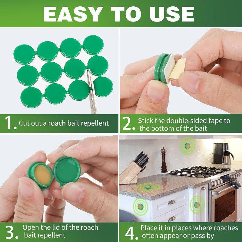 Roach Trap Station Discs for Kitchen & Bathroom – Safe Around Kids & Pets – Colony Elimination Bait – 12/24/36 Count | Thomler