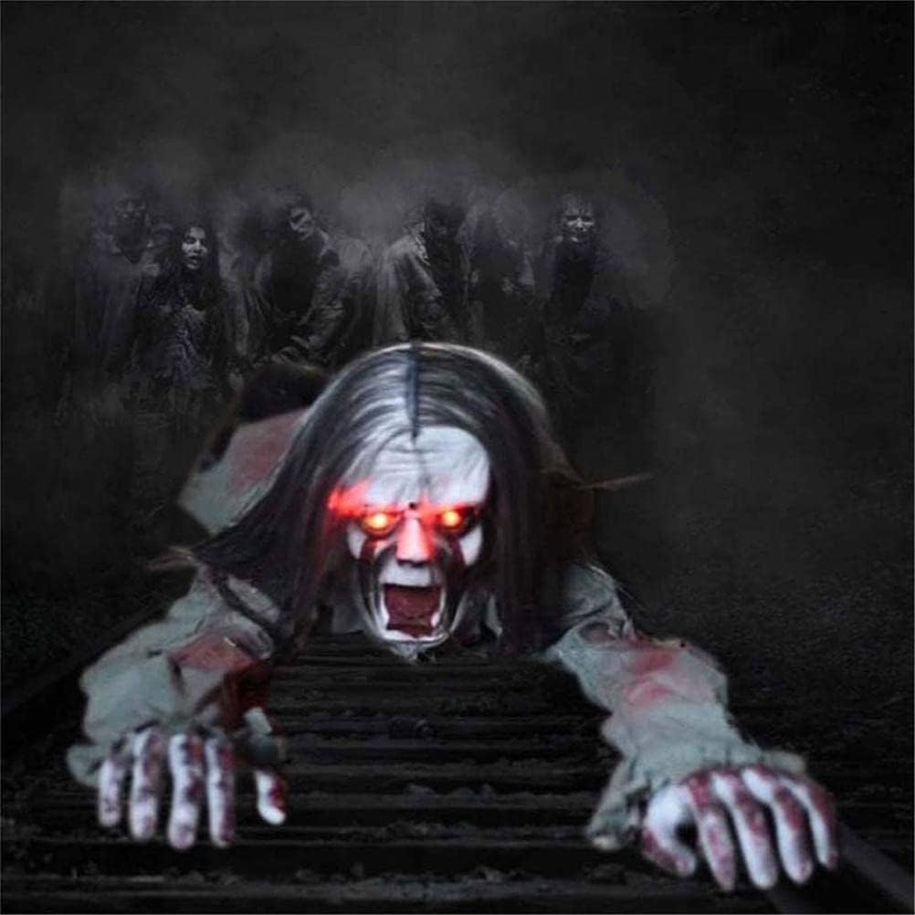 Voice-Activated Animatronic Ghost Prop with Light-Up Eyes – Motorized Phantom for Haunted Houses, Outdoor Displays & Halloween Parties | Thomler