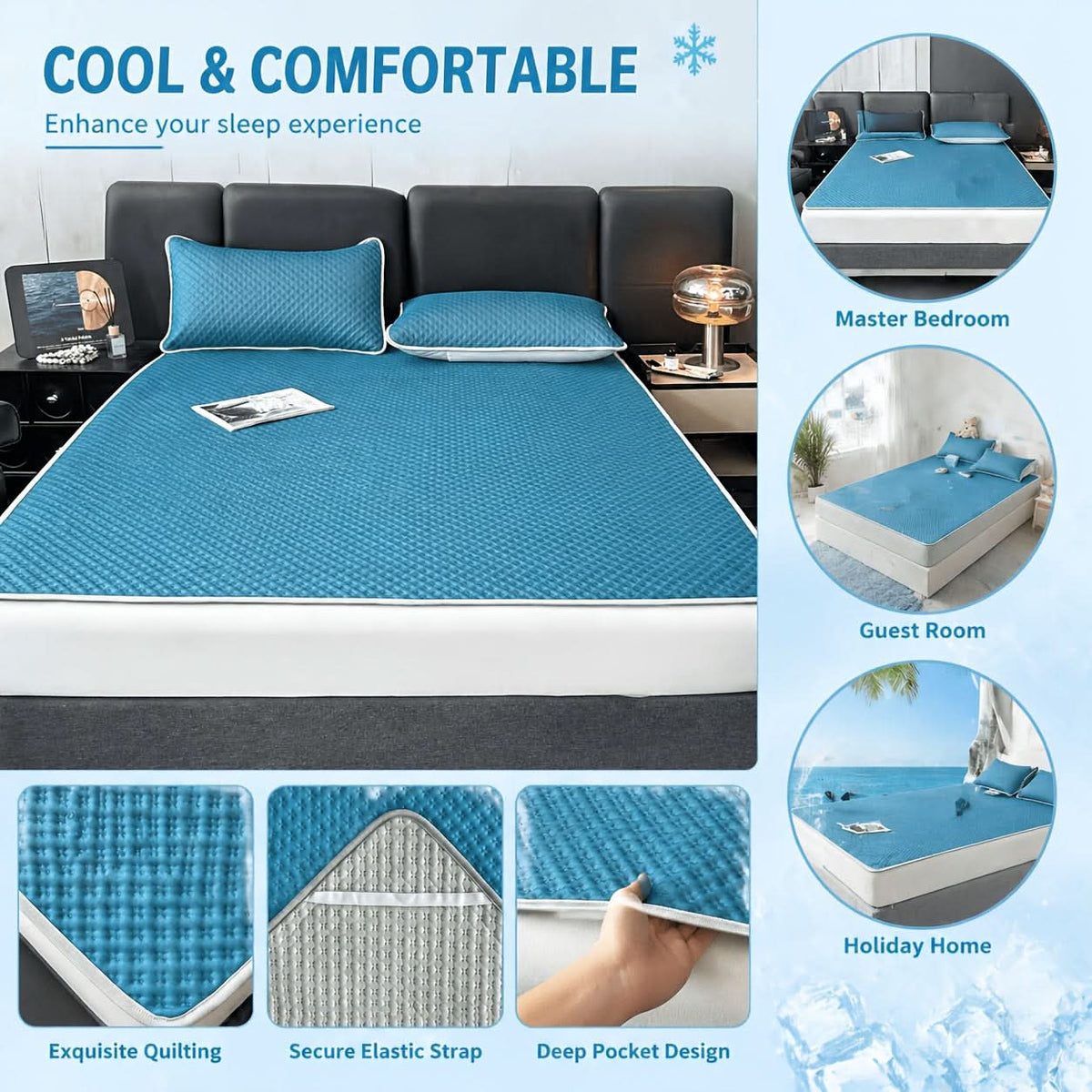 Foldable Cooling Sleep Mat for Summer – Breathable Waffle Texture Bed Pad with Soft Touch Surface – Portable Bedding Topper for Hot Weather | Thomler