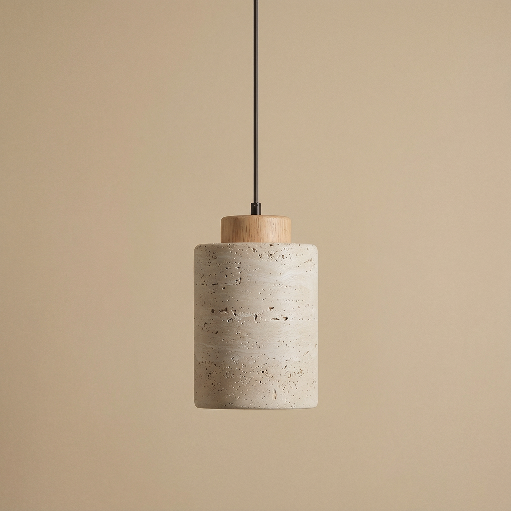 Textured Stone Shade Hanging Light with Natural Grain Finish for Kitchen Island Dining Room Modern Minimalist Ceiling Fixture | Thomler