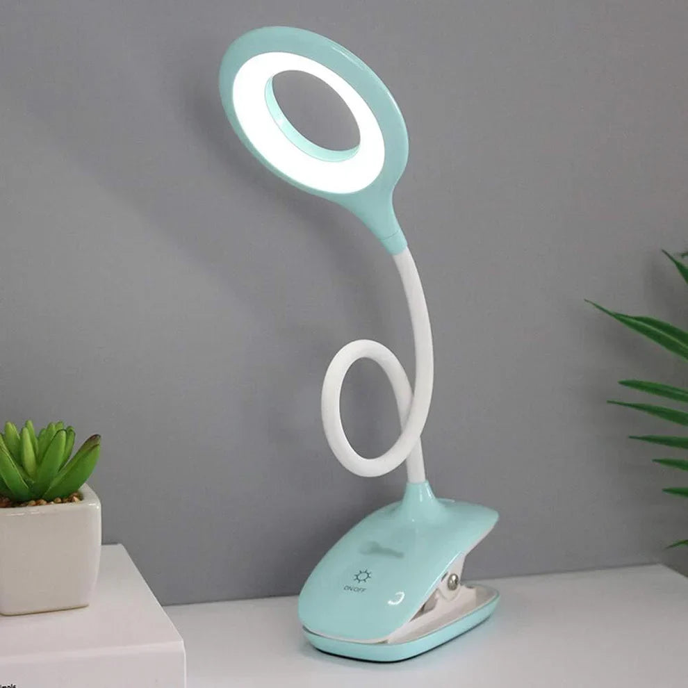 Reading Lamp Plastic 45.0 cm (17.7") Flexible Gooseneck White Bedside Desk Clip On LED Light USB Rechargeable Travel Reading Lamp | Thomler