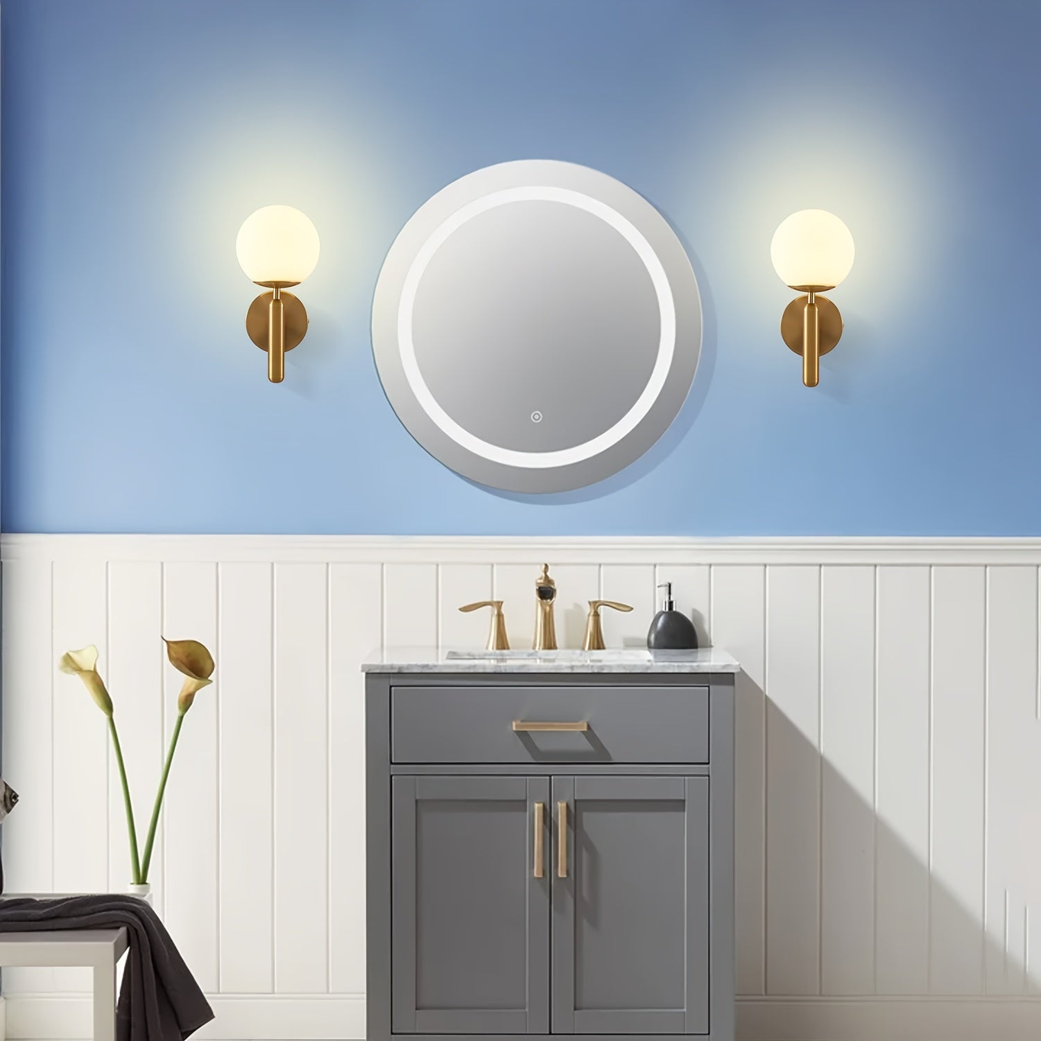 Semi-Flush Spherical Wall Light with Frosted Shade | Metal Sconce for Bedroom, Bathroom & Hallway | Hardwired G9 Socket 110V-240V | Modern | Thomler