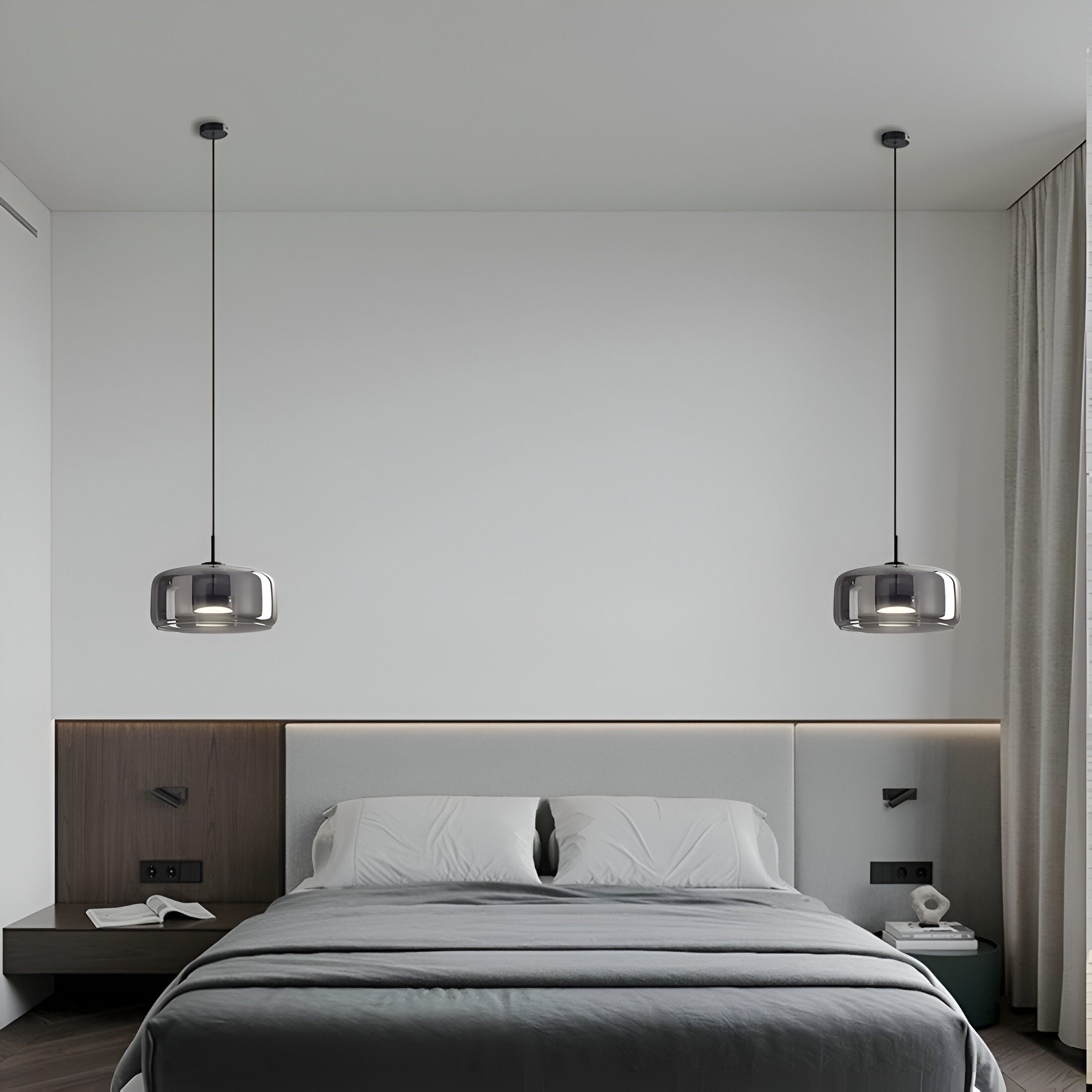Pendant Light Glass Dome 15.0 in Smoked Gray Kitchen Island Dining Room Adjustable Triple Hanging Ceiling Fixture | Thomler