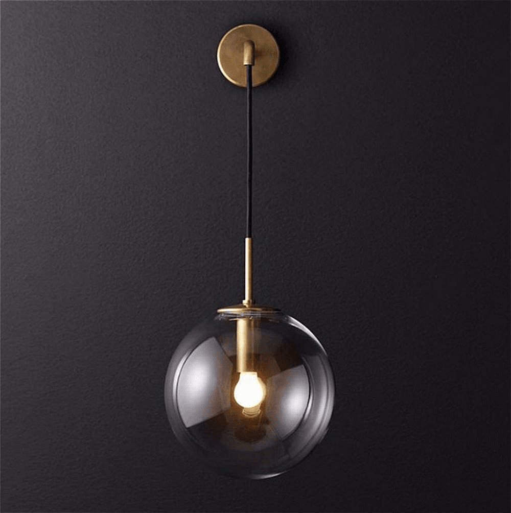 Glass Cylinder Wall Light Fixture Black or Gold Finish for Hallway Bedroom Living Room Entryway Contemporary Indoor Lighting | Thomler