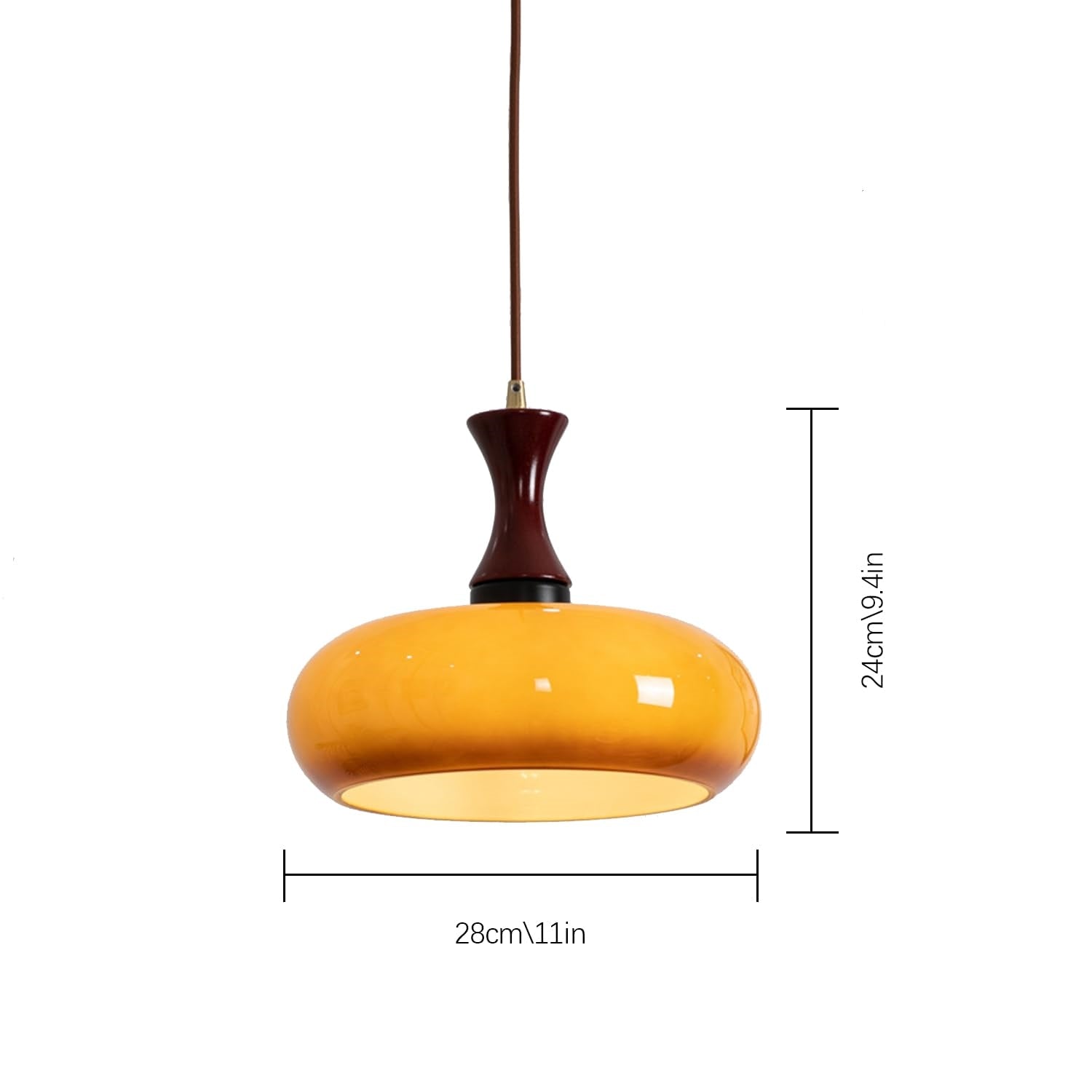 Pendant Light Glass And Wood 30.0 cm Warm Dining Room Living Room Bedroom Hanging Ceiling Lamp Retro Modern Vintage Atmosphere | Thomler