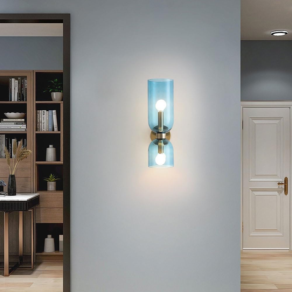 Glass & Iron Wall Sconce - Vintage-Inspired Dual-Light Fixture for Hallway, Bedroom & Dining Room - Hardwired Design with E12 Candelabra | Thomler