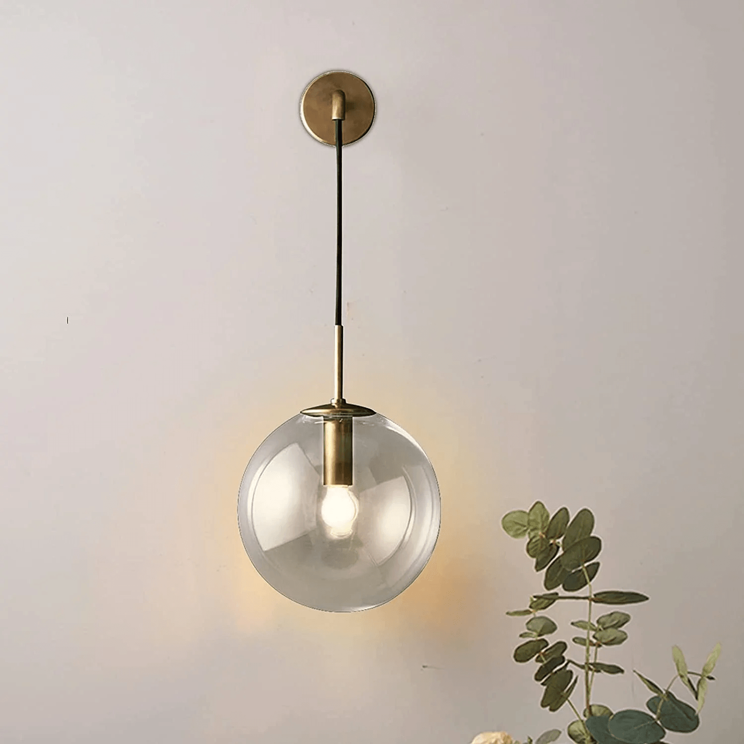 Glass Cylinder Wall Light Fixture Black or Gold Finish for Hallway Bedroom Living Room Entryway Contemporary Indoor Lighting | Thomler