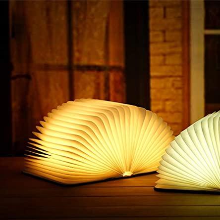 Rechargeable LED Book Light – Wooden Folding Accent Lamp for Reading Nook, Bedroom Nightstand & Home Decor | Thomler