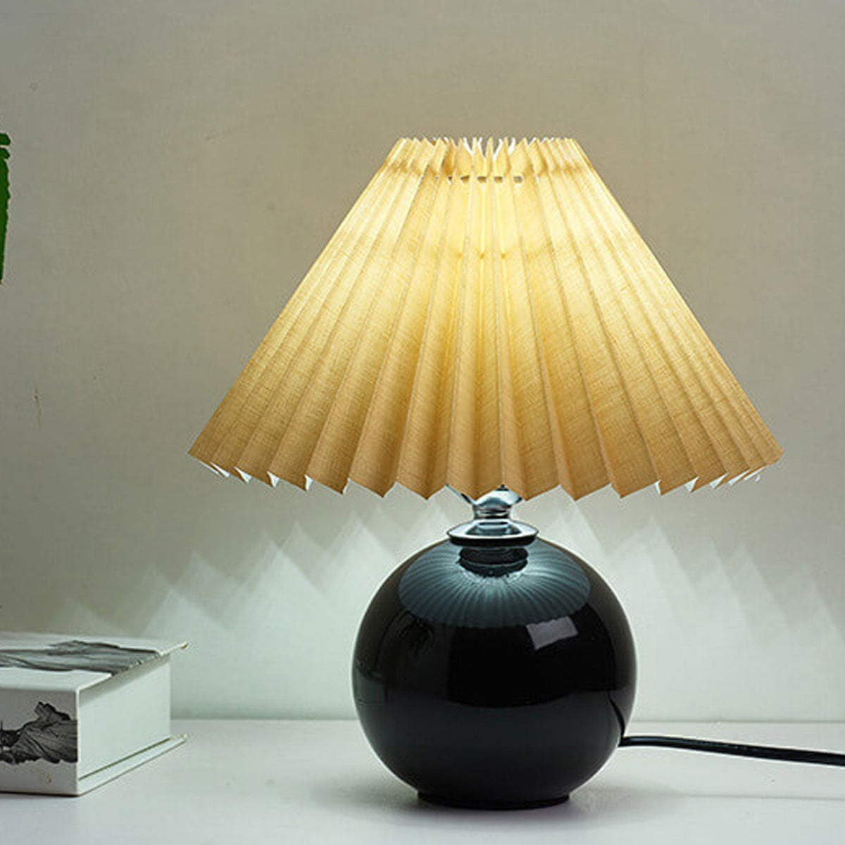 Ceramic Table Lamp with Fabric Shade – Modern Accent Lighting for Bedroom, Living Room & Home Office | Thomler